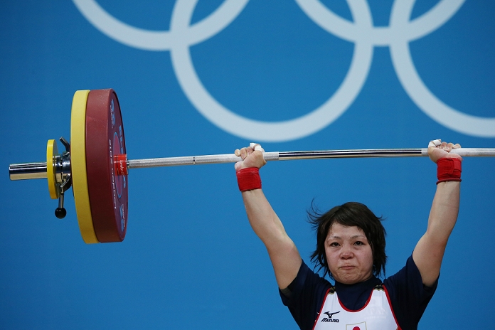 London 2012 Olympics Women s 48kg Weightlifting Hiromi Miyake  JPN , JULY 28, 2012   Weightlifting : Women s 48kg at ExCeL during the London 2012 Olympic Games in London, UK. AFLO SPORT   0008 .