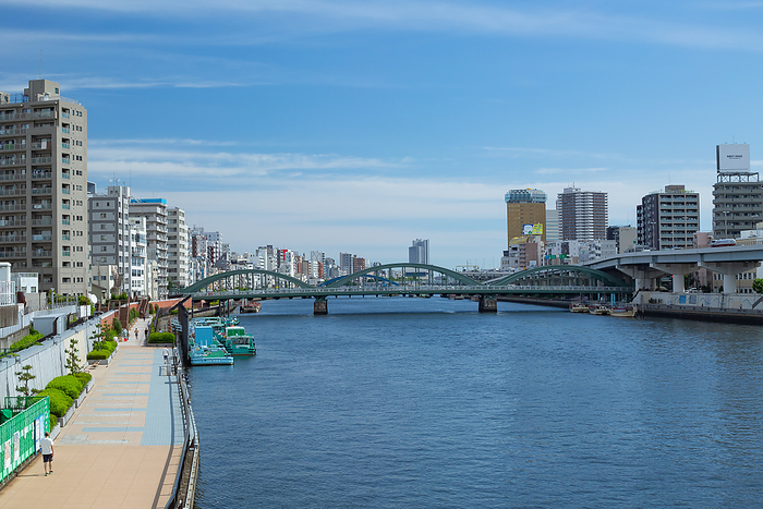 A view of Sumida River Taito ward, Tokyo From Kuramae Bridge 