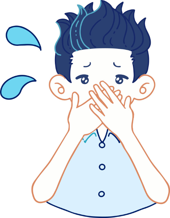 Vector illustration of a person panicking over a gaffe