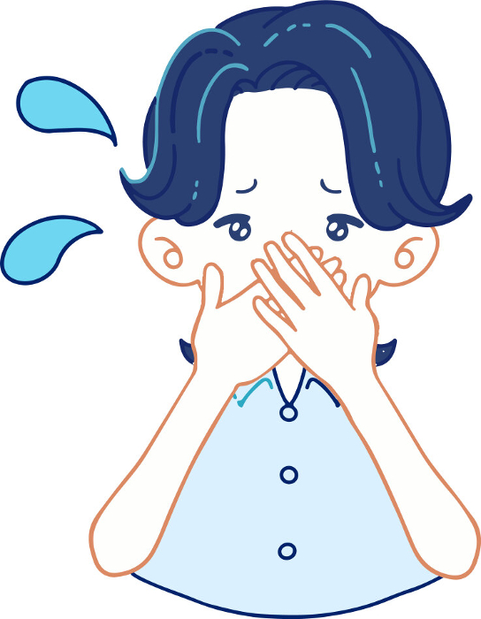 Vector illustration of a person panicking over a gaffe