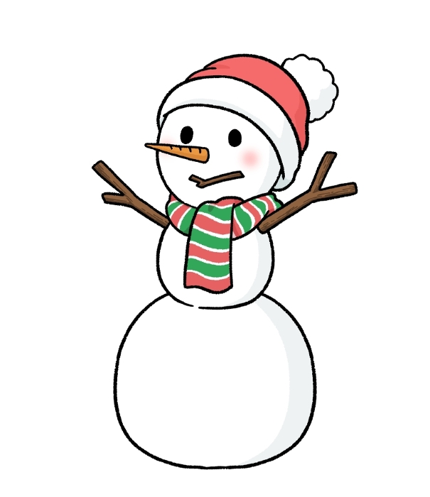 Three-tiered snowman wearing a knit hat