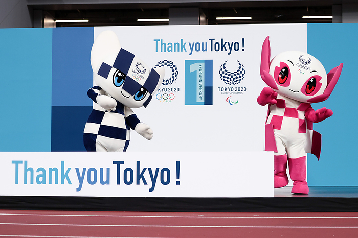 Tokyo 2020 1st Anniversary Event  Thank you Tokyo  Festival and Ceremony  L R  MIRAITOWA, SOMEITY OCTOBER 16, 2022 :  Thank You Tokyo  Festival and Ceremony , a commemorative ceremony for the end of the one year anniversary of the Olympic and Paralympic Games Tokyo 2020 holds at National Stadium in Tokyo, Japan.  Photo by AFLO SPORT  