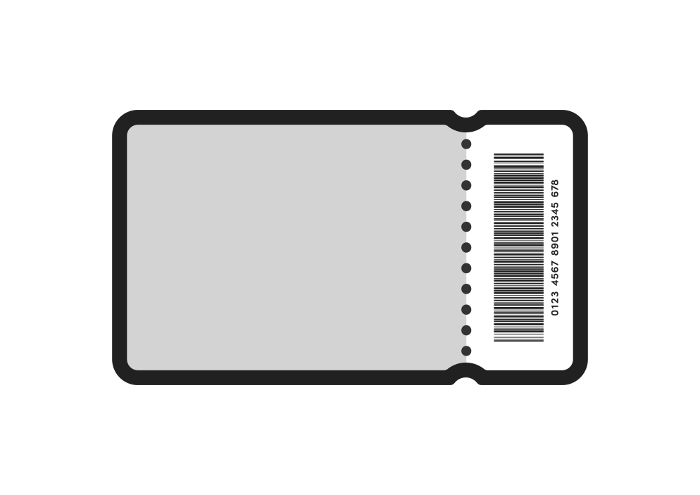 Illustration of ticket and coupon with perforated barcode