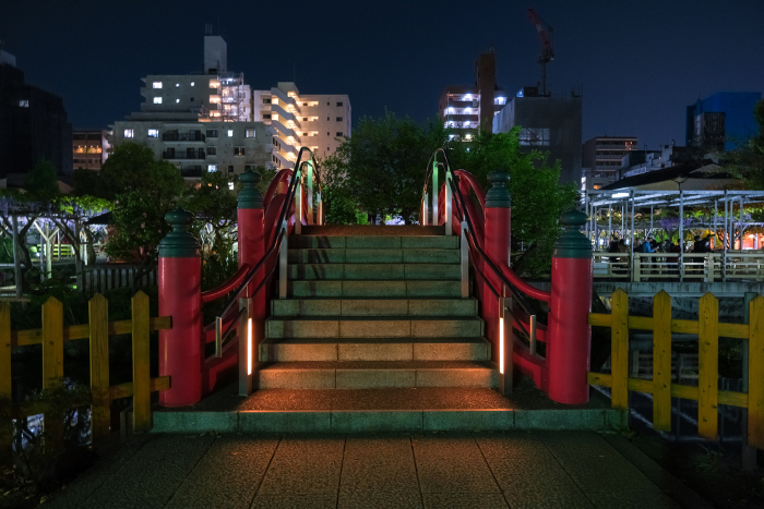 Koto-ku, Tokyo Kameido Tenjinja Shrine Taikobashi (women's bridge) at night