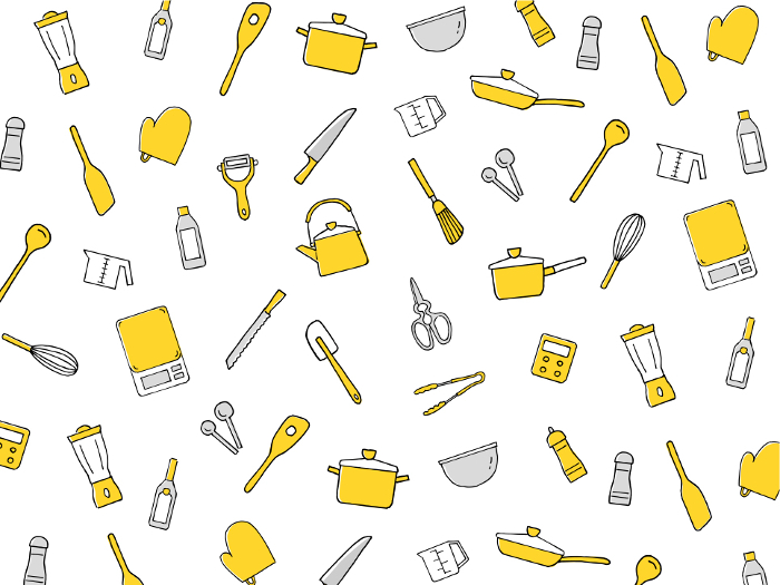 Random background pattern of kitchen utensils