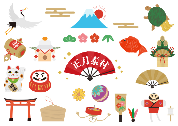 Set of illustrations for New Year's material
