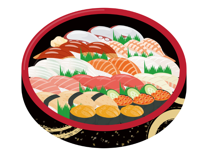 Clip art of sushi tub