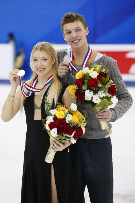 GP Series China Ice Dance Awards Ekaterina Bobrova, Dmitri Solovviev  RUS , NOVEMBER 3, 2012   Figure Skating :  Ekaterina Bobrova and Dmitri Solovviev of Russia pose with their silver medal during  ISU Grand Prix of Figure Skating 2012 2013 Cup of China 2012 Ice Dance victory ceremony at Shanghai Oriental Sport Center, Shanghai, China.  Photo by AFLO SPORT   1090 