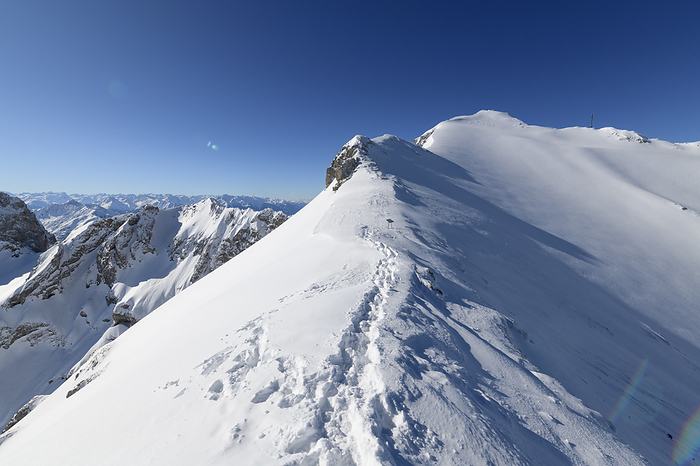 Summit ridge Karwendel mountainrange in winter