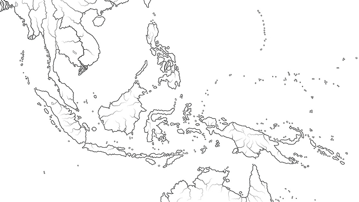 World Map of SOUTHEAST ASIA REGION: Indochina, Thailand, Malaysia, Indonesia, Philippines. (Geographic chart).