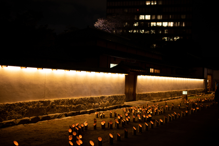 November 4, 2022, Japan Autumn Event Kokura Castle Bamboo Lanterns at Kokura Castle in Katsuyama Park, Kitakyushu City, Fukuoka Prefecture, Japan