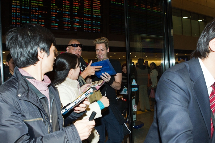 Chad Kroeger, Dec 01, 2012 : Narita, Japan - Canadian vocalist and guitarist Chad Kroeger from the rock band Nickelback arrives at Narita International Airport, east of Tokyo. Kroeger will have a live concert in downtown Tokyo on December 3. (Photo by Christopher Jue/Nippon News)