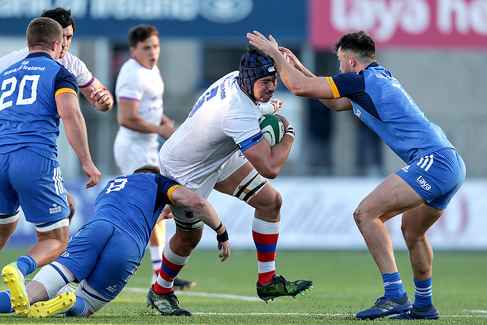 Rugby Friendly Match Rugby Friendly, Energia Park, Donnybrook, Dublin 18 11 2022 Leinster vs Chile Chile s Javier Eissmann with Se n O Brien and Conall Boomer of Leinster Mandatory Credit  INPHO Laszlo Geczo