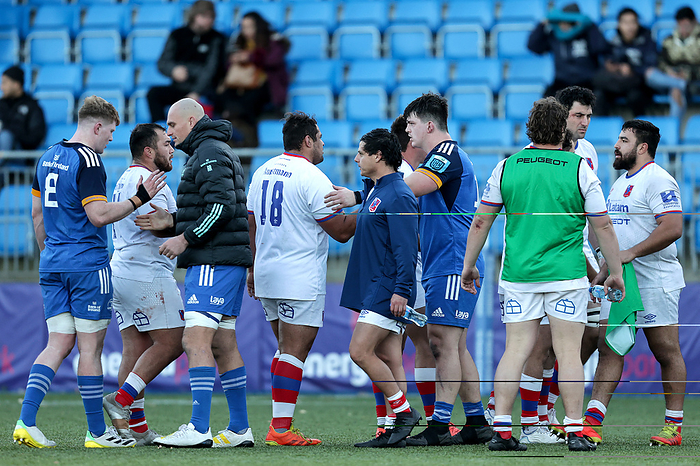 Both teams shake hands after the game 18 11 2022 Rugby Friendly, Energia Park, Donnybrook, Dublin 18 11 2022 Leinster vs Chile Both teams shake hands after the game Mandatory Credit  INPHO Laszlo Geczo