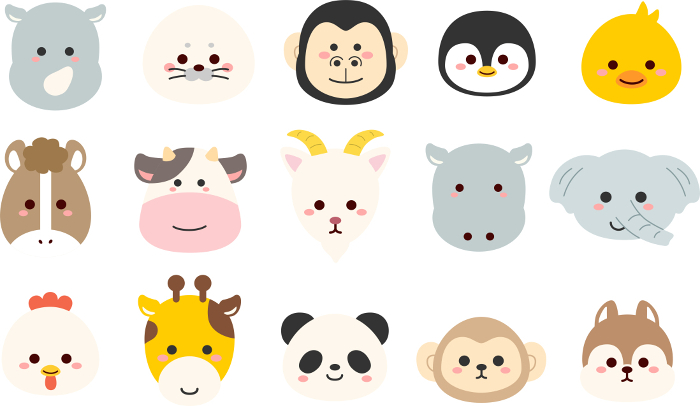 Animal Icon Set 1 Face Variations