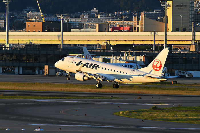 Hyogo Prefecture J AIR Embraer 170 aircraft taking off Taken at Osaka International Airport