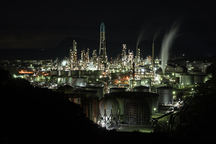 Night view of factory ENEOS Wakayama Refinery Wakayama Pref.