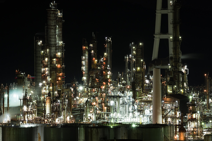 Night view of factory ENEOS Wakayama Refinery Wakayama Pref.