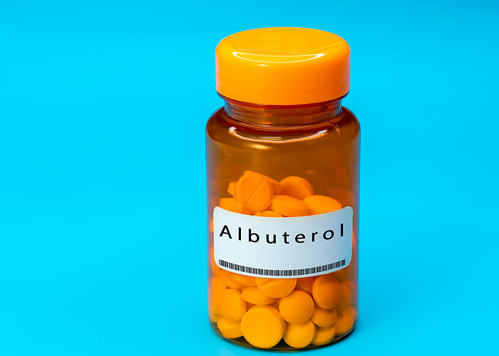 Albuterol pill bottle, conceptual image Albuterol pill bottle, conceptual image., by WLADIMIR BULGAR SCIENCE PHOTO LIBRARY
