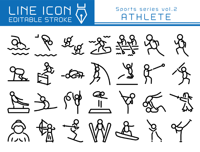 Line Icon Sports Series vol.2 Athletes in various sports