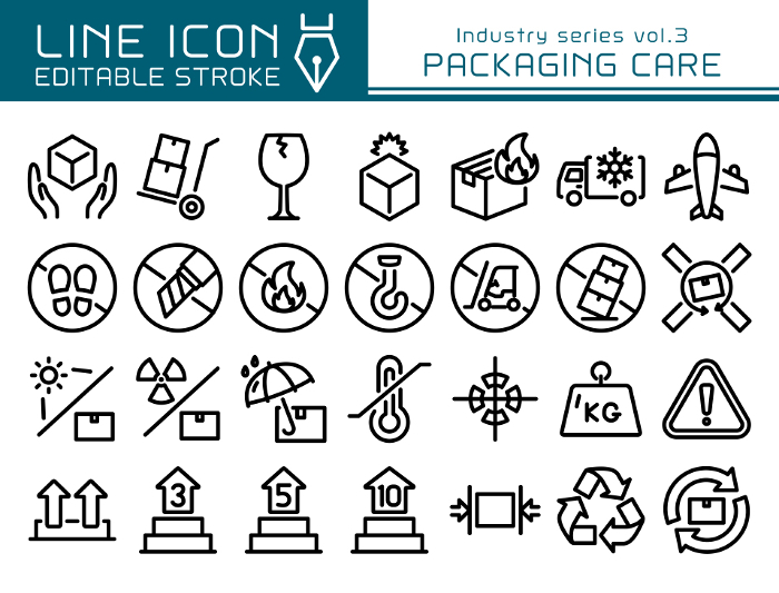Line icons Industrial Series vol.3 Care mark - Caution when handling corrugated cardboard