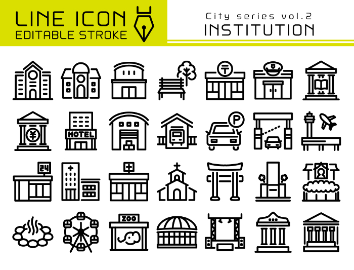 Line Icon City Series vol.2 Buildings such as public facilities and venues