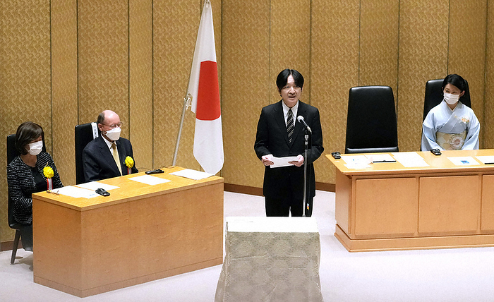 International Biology Award Ceremony Prince Akishino delivers an address at the International Prize for Biology award ceremony at the Japan Academy in Taito ku, Tokyo, Japan, at 11:20 a.m. on December 14, 2022  representative photo .