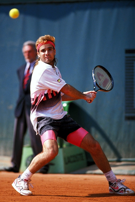 1990 French Open Andre Agassi  USA , MAY 30, 1990   Tennis : Andre Agassi of United States in action during the men s Singles match of the French Open tennis tournament at the Roland Garros stadium in Paris, France.  Photo by AFLO 