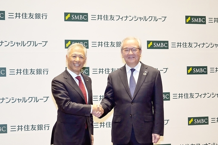 Akihiro Fukudome becomes new president of Sumitomo Mitsui Banking Corporation Sumitomo Mitsui Banking Corporation announced on April 15 that Senior Managing Executive Officer Akihiro Fukudome will be promoted to President effective April 1, 2023. President Makoto Takashima will assume the position of Chairman. Photo shows  from left  SMBC Senior Managing Executive Officer Akihiro Fukudome and President Makoto Takashima at Chiyoda ku, Tokyo on December 15, 2022.