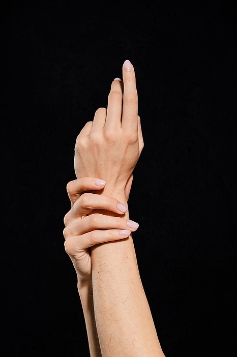 Woman hands showing different gestures over dark background (photo with clipping path), Photo by Aleksei Isachenko