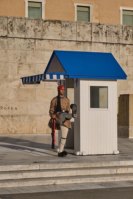 ATHENS, GREECE, MAY 20, 2010: Presidential ceremonial guard Evzone in front of the Monument of the Unknown Soldier near Greek Parliament, Syntagma square, Athenes, Greece, Europe, Photo by Dmitry Rukhlenko