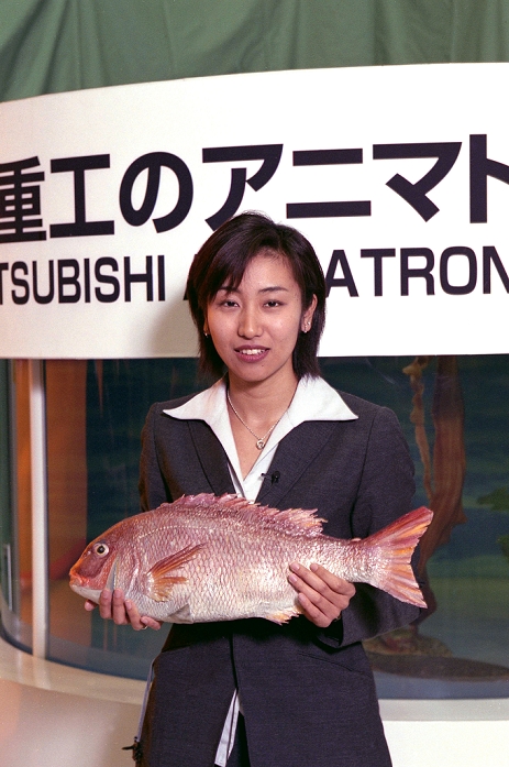Mitsubishi Heavy Industries Fish Robot  March 1, 1999  Japan: March 1, 1999, Hiroshima   A robotic sea bream developed by Ryomei Engineering, a subsidiary of Japan s Mitsubishi Heavy Industries, is shown to the media in Hiroshima. The sea bream is the world s first computer controlled robotic fish that looks and swims just like the real fish. Kurita AFLO  FYJ