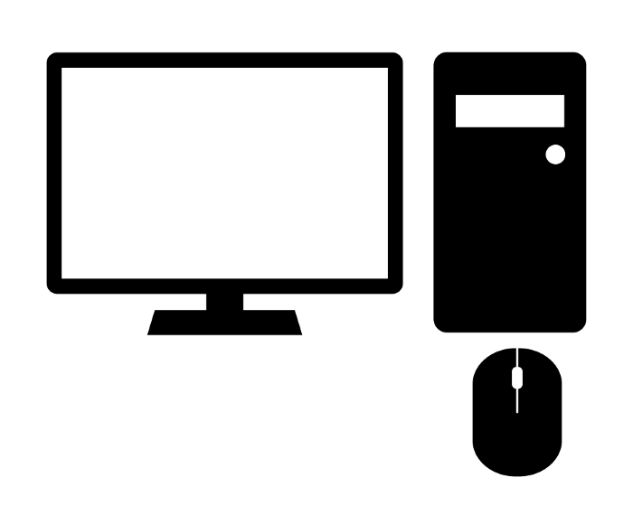 Clip art of simple silhouette desktop computer