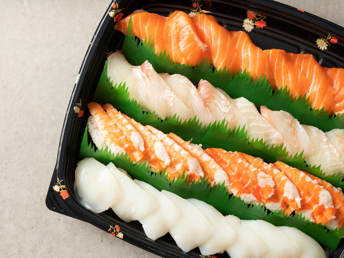 Packed Sushi with Salmon and Steamed Shrimp