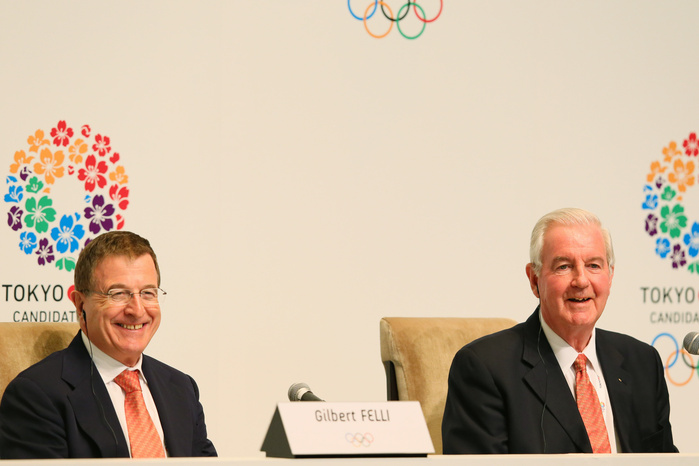 Tokyo 2020 Olympic Bid IOC Evaluation Commission Visit IOC Evaluation Commission Press Conference  L to R  Gilbert Felli, Craig Reedie, MARCH 7, 2013 : International Olympic Committee  IOC  Vice President Craig Reedie and Executive Director Gilbert Felli attends a Press conference about presentations of Tokyo 2020 bid Committee in Tokyo, Japan.  Photo by AFLO SPORT   1090  