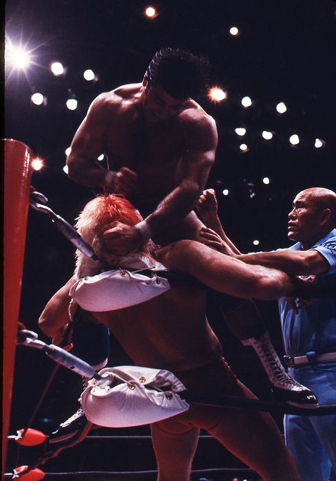 NWA AWA Double Title Match Martel vs. Flair  T B  Rick Martel, Ric Flair, OCTOBER 21, 1985   Pro Wrestling : AWA World Heavyweight Champion Rick Martel and NWA World Heavyweight Champion Ric Flair in action during the NWA and AWA unification title bout in the All Japan Pro Wrestling event at Ryogoku Kokugikan in Tokyo, Japan.  Photo by Moritsuna Kimura AFLO  