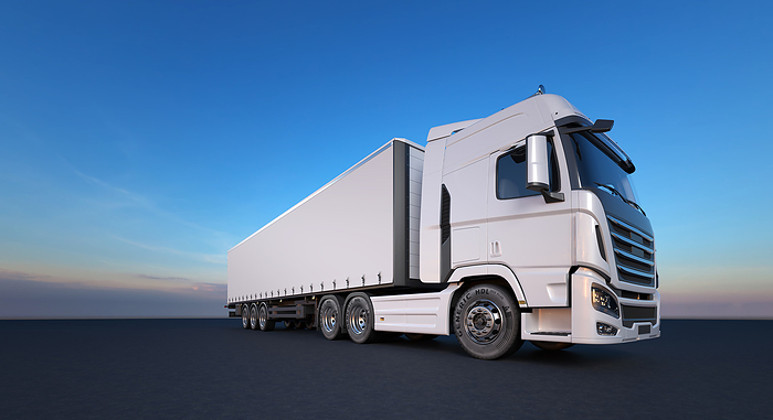 white truck for logistics company - 3D Illustration, Photo by Zoonar/Rocco Herrman