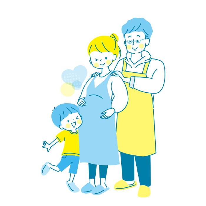 Vector illustration of a family waiting for the birth of a baby.