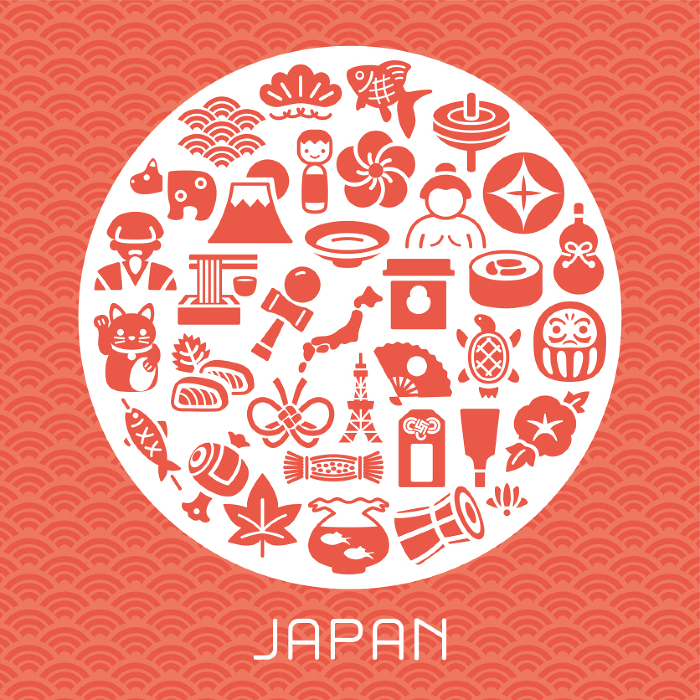 Japanese icons Circular card