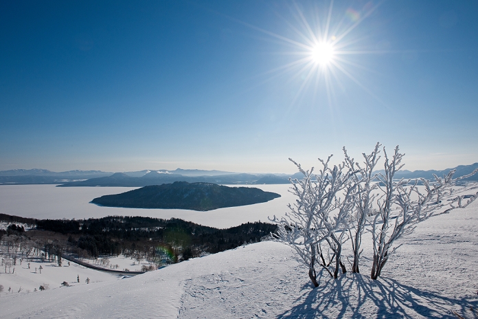 Hokkaido Bihoro Pass in Winter Lake Kussharo