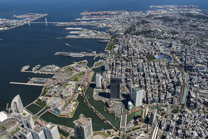 Aerial view of Bashamichi area, Yokohama City, Kanagawa Prefecture