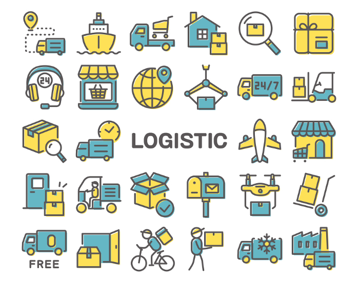 Logistic Colorful line icon set