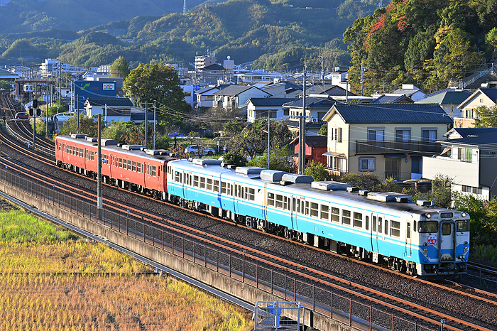 Kochi Prefecture, Dosan Line, Series Kiha47 Revival Tosa  event train  being sent to Kochi Operation Center Taken at Tosa Ichinomiya Station   Kochi Operation Center