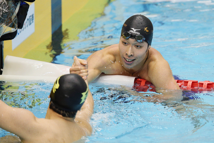 Swimming Japan Championships Men s 200m Individual Medley Hagino wins with a new Japanese record Kosuke Hagino  JPN , April 13, 2013   Swimming : Kosuke Hagino reacts and sets a new Japanese record during JAPAN SWIM 2013, Men s 200m Individual His record was 1.55.74.  Photo by AFLO SPORT   1090 .