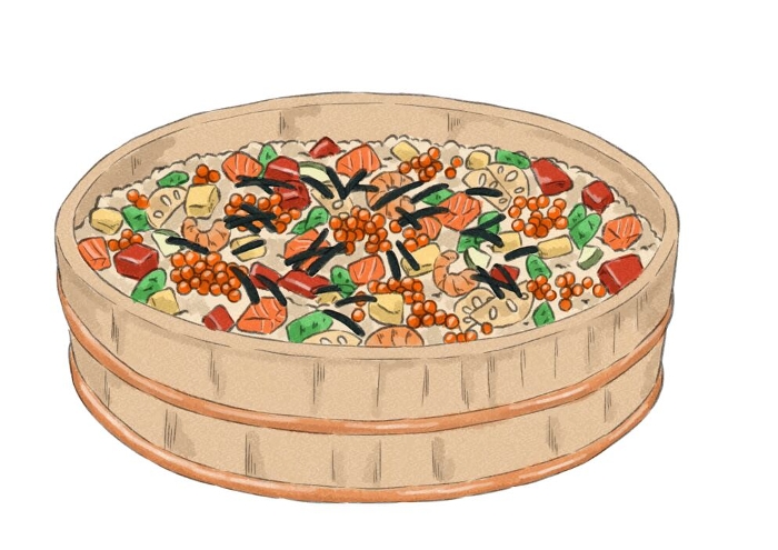 Clip art of chirashi-sushi(watercolor style)