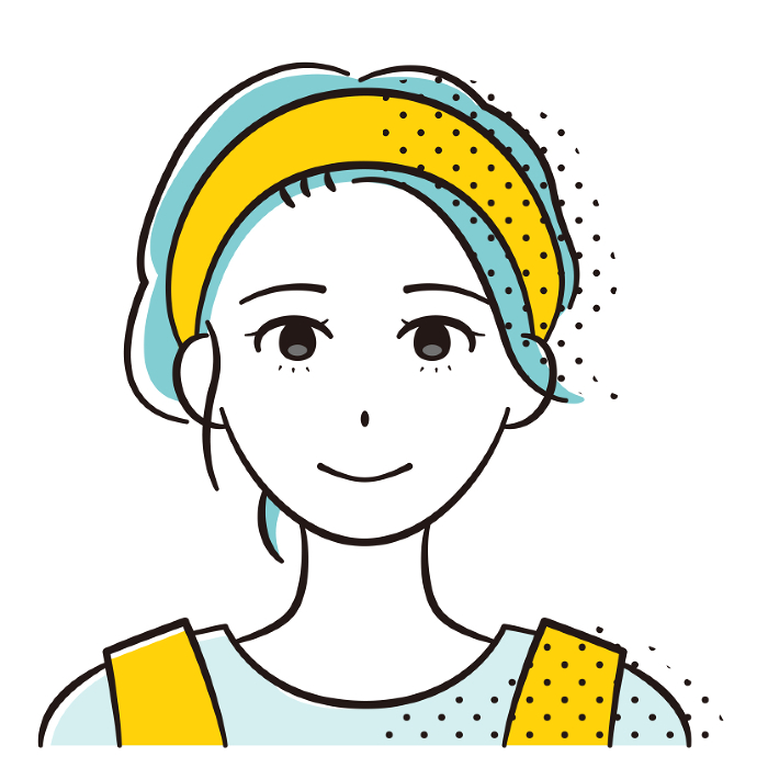Face of young Asian woman with hair band 2 colors + halftone