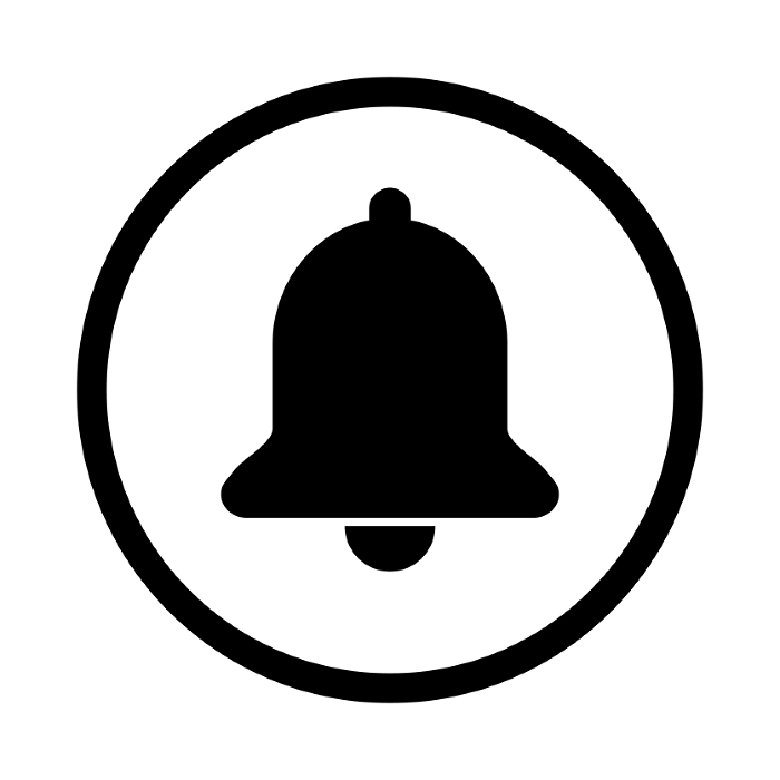 Round bell icon. Reminder and notification signs. Alarms. Vectors.