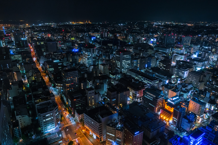 Yokohama City, Kanagawa Prefecture Night view of Naka-ku and Kannai area seen from Minatomirai, Yokohama City at night
