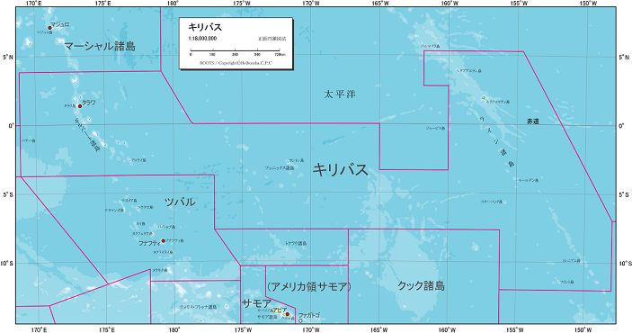 Kiribati Nature Map  Maps were produced reflecting information as of 2015.  Vector data: Contour lines, contour lines, major rivers, lakes, border lines, major cities, place names, etc. are included in each layer. The data can be customized to suit the purpose and theme of the map by extracting the necessary map information or adding new information. The map can be used for a variety of purposes, such as business documents, design materials, and teaching materials. In addition, because the data is based on numerical data, such as the coordinates of points and the lines connecting them, the image quality is maintained even if the image is enlarged, reduced, or transformed. When using vector data, vector data editing software such as Adobe Illustrator is required.