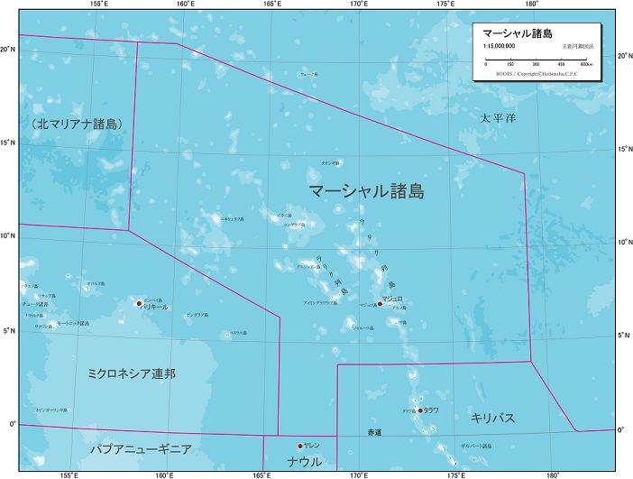 Marshall Islands Nature Map  Maps were produced reflecting information as of 2015.  Vector data: Contour lines, contour lines, major rivers, lakes, border lines, major cities, place names, etc. are included in each layer. The data can be customized to suit the purpose and theme of the map by extracting the necessary map information or adding new information. The map can be used for a variety of purposes, such as business documents, design materials, and teaching materials. In addition, because the data is based on numerical data, such as the coordinates of points and the lines connecting them, the image quality is maintained even if the image is enlarged, reduced, or transformed. When using vector data, vector data editing software such as Adobe Illustrator is required.